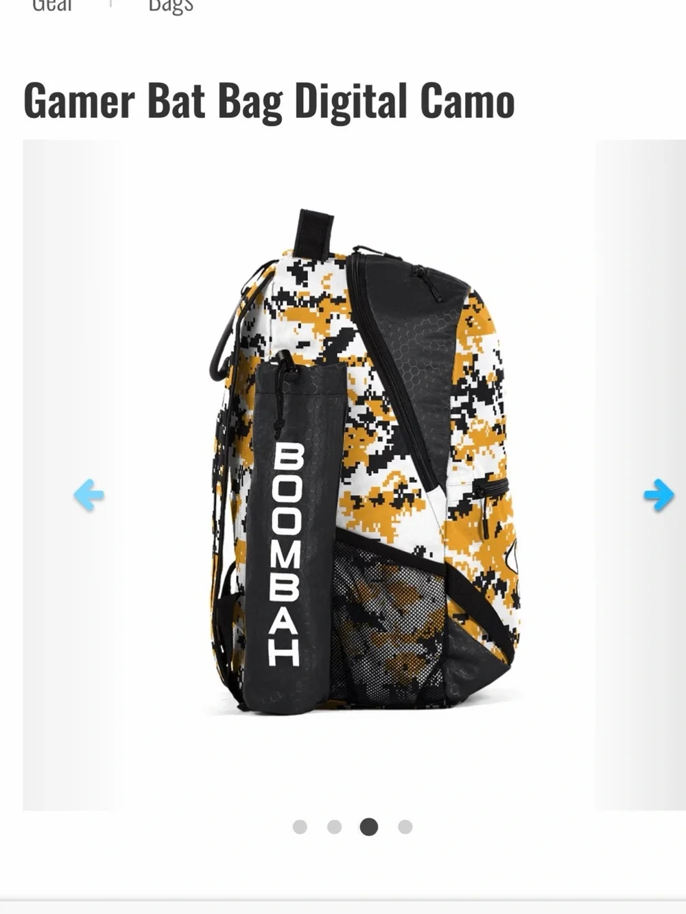 Boombah baseball bat bag Camouflage Digital Backpack in White, Tan, and Black